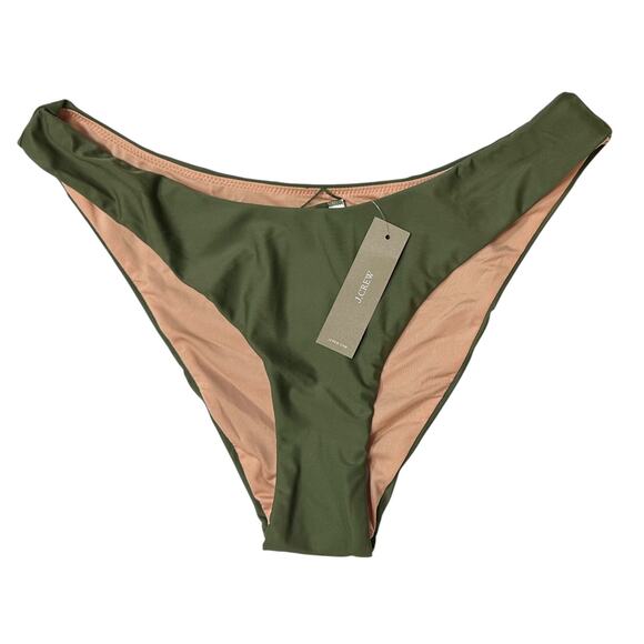 2/$15 NWT J. Crew Curved-Waist Cheeky Bikini Bottom Safari Green High-Cut Size M - Picture 3 of 8